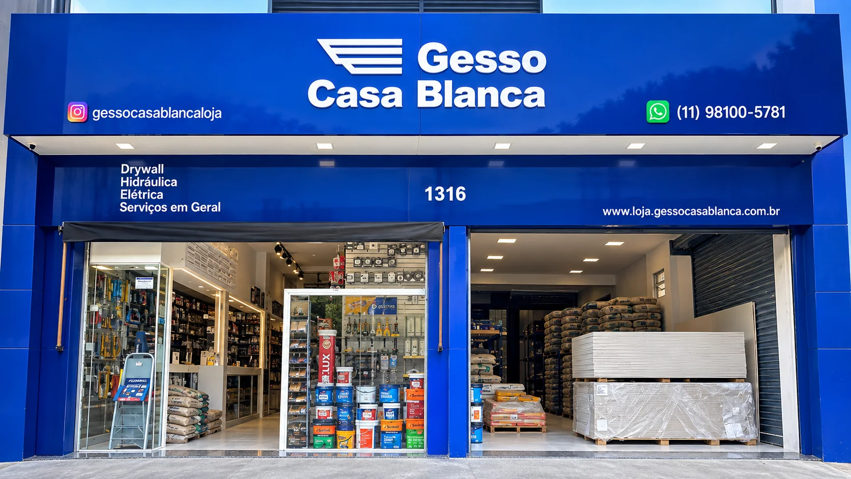 Fachada da loja Gesso CasaBlanca na Estrada do Campo Limpo, 1316